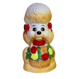 Jasco Kitschy Kawaii Poodle Figurine Bell VTG Porcelain Home Decor Collectible